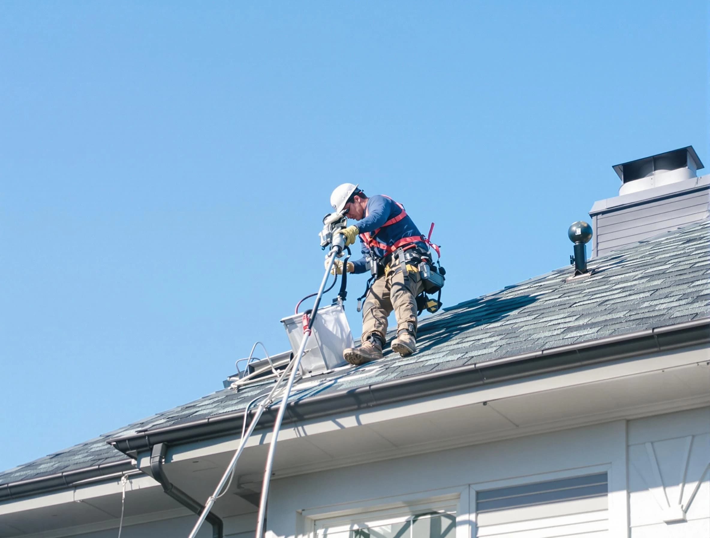 Hemet Dryer Vent Cleaning certified technician cleaning a roof-mounted dryer vent system in Hemet