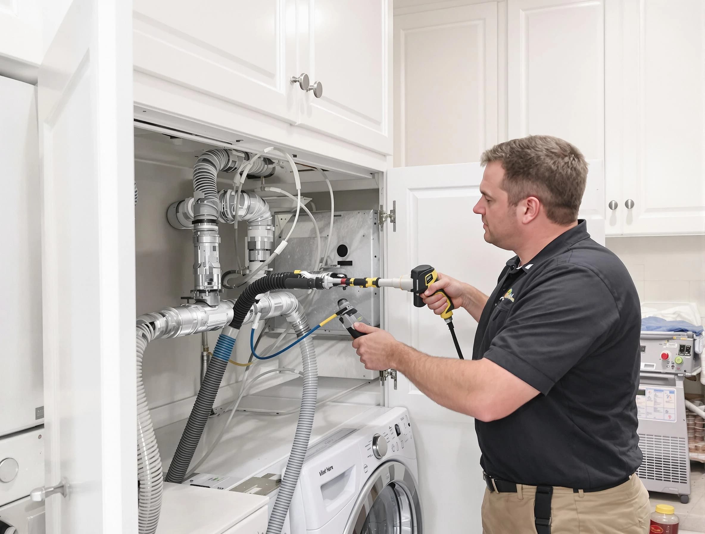 Hemet Dryer Vent Cleaning professional removing severe blockage from a clogged dryer vent in Hemet