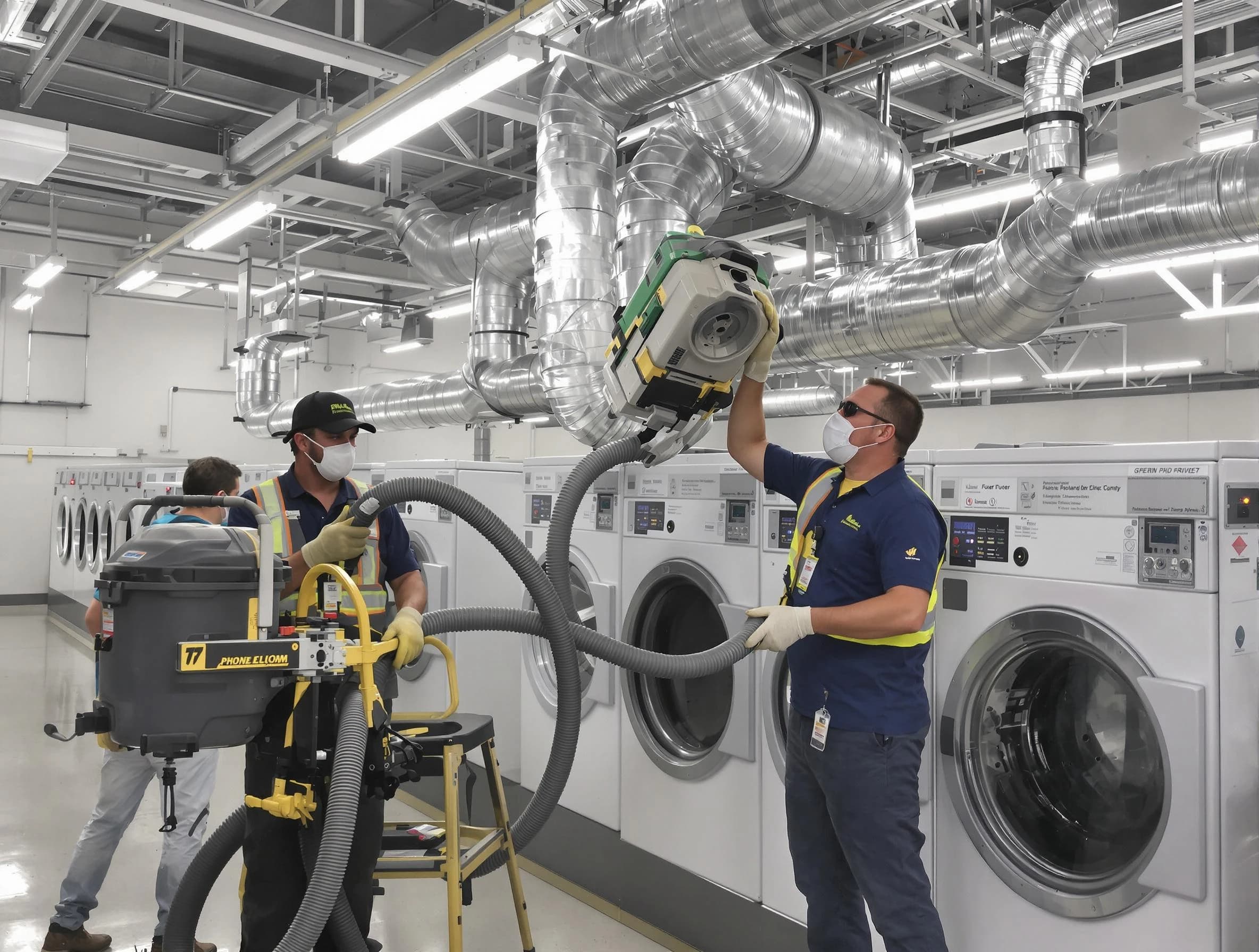 Hemet Dryer Vent Cleaning team cleaning large-scale industrial dryer vent systems at a facility in Hemet