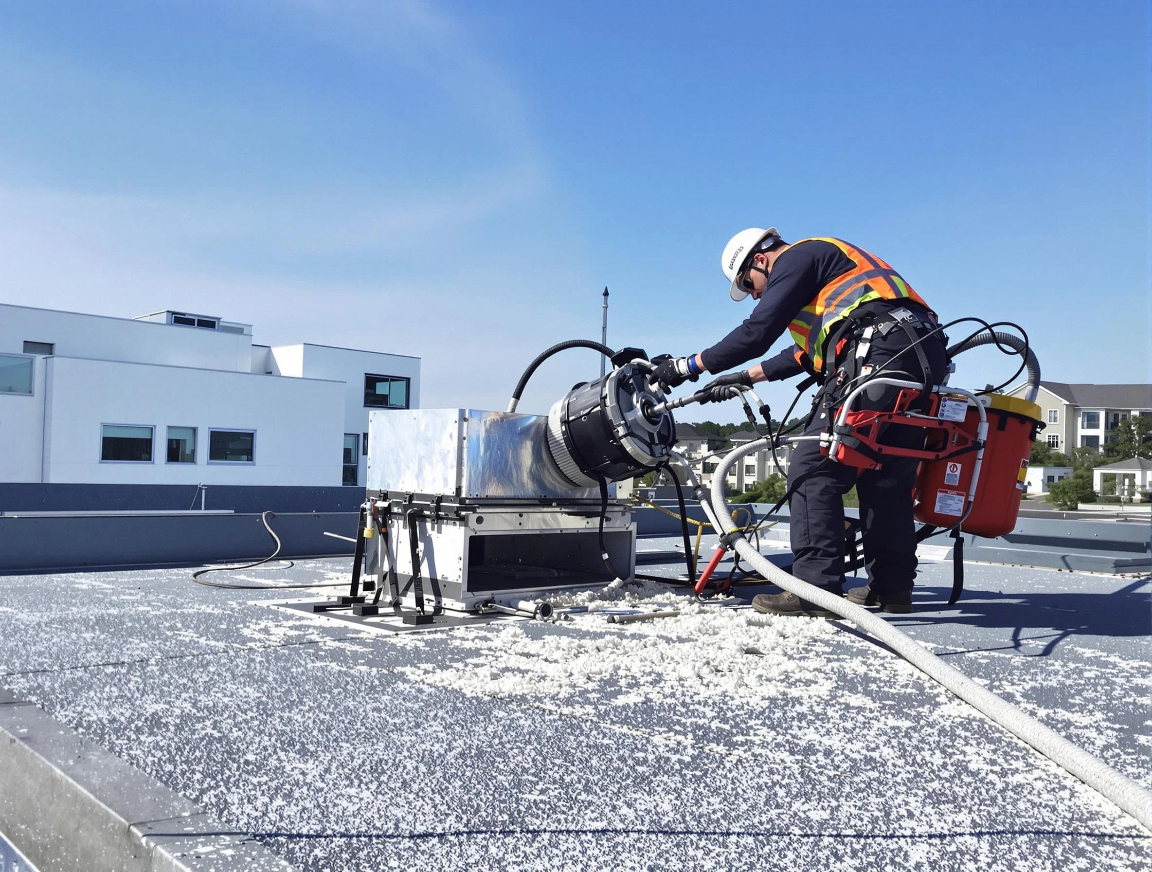 Cleaning Dryer Vent On Roof in Hemet