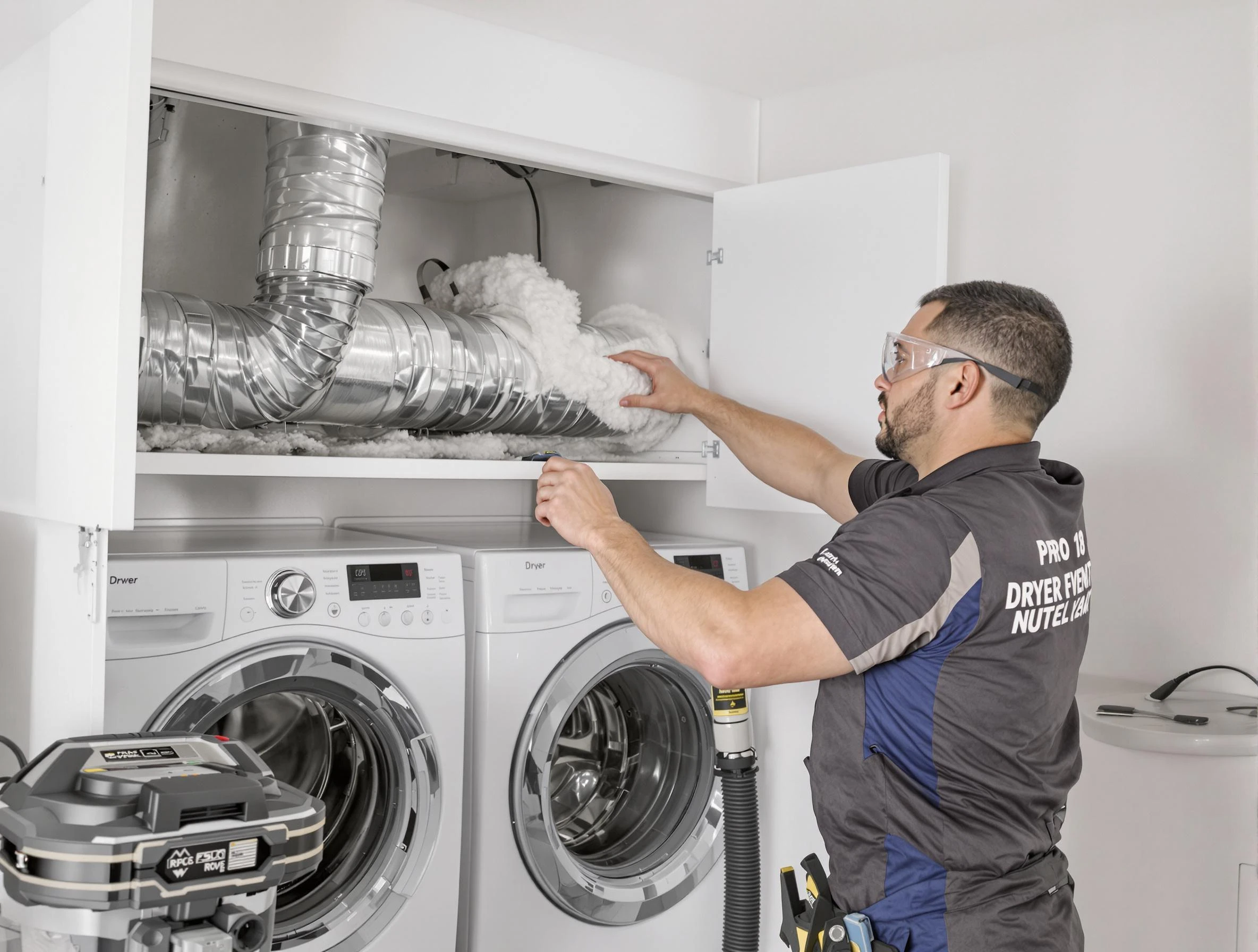 Hemet Dryer Vent Cleaning certified technician performing specialized gas dryer vent cleaning in Hemet