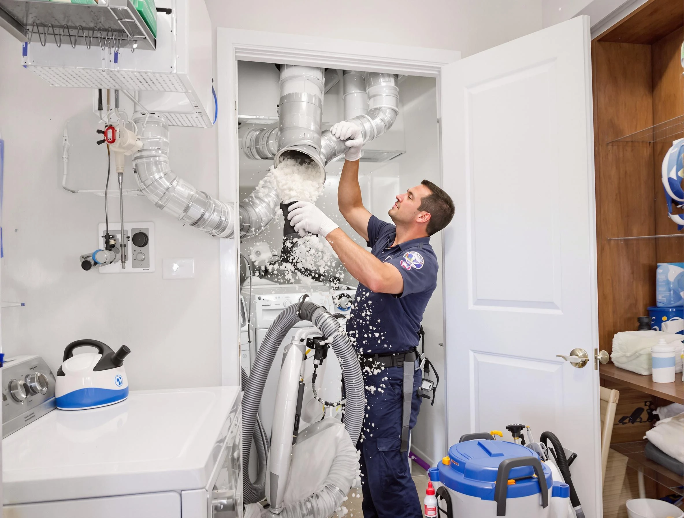 Hemet Dryer Vent Cleaning technician delivering thorough residential dryer vent cleaning service in Hemet